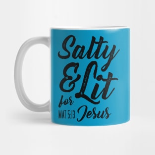 Salty and Lit for Jesus - Black Distress Mug